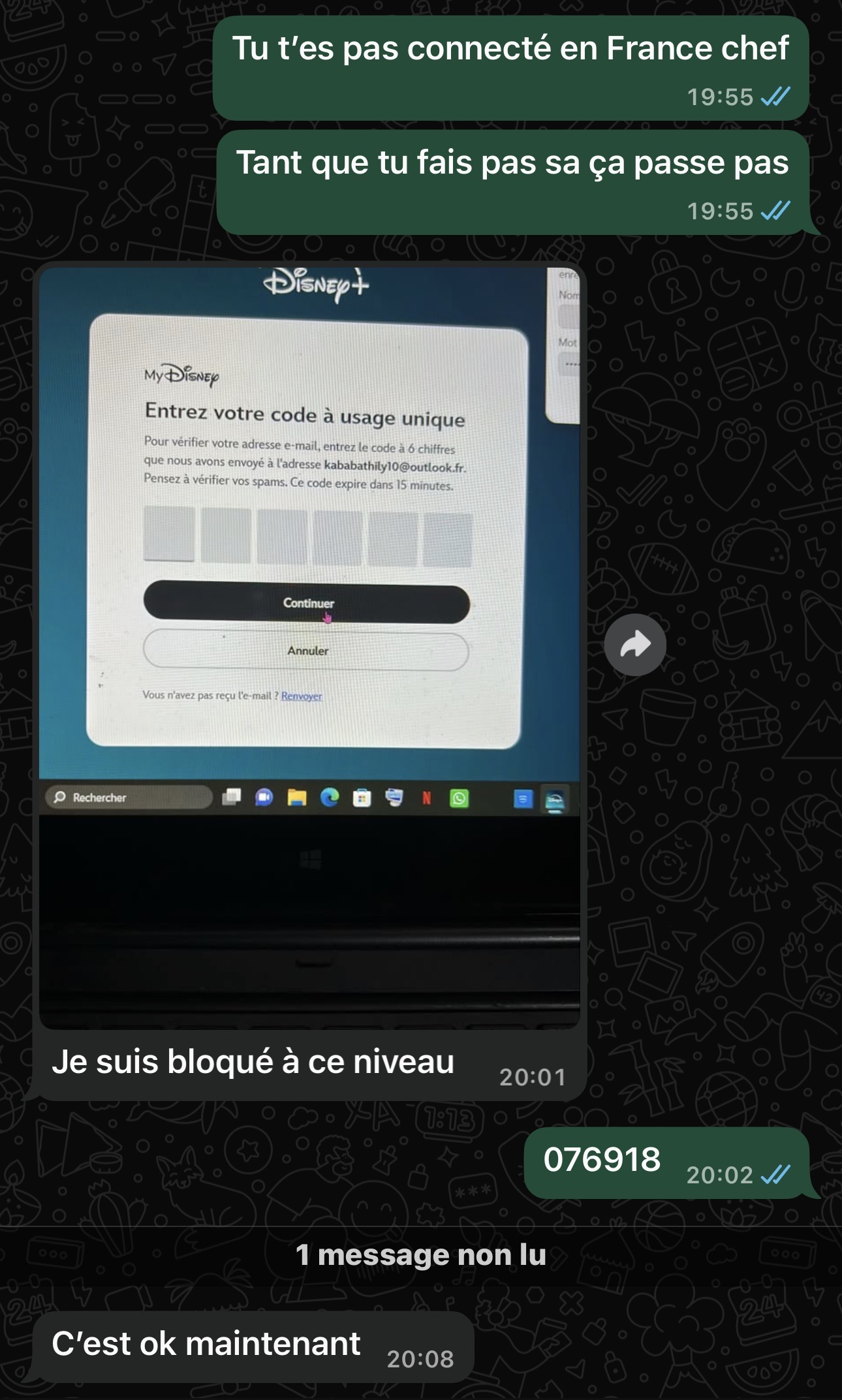 Avis d’un client après l’activation de Disney Plus